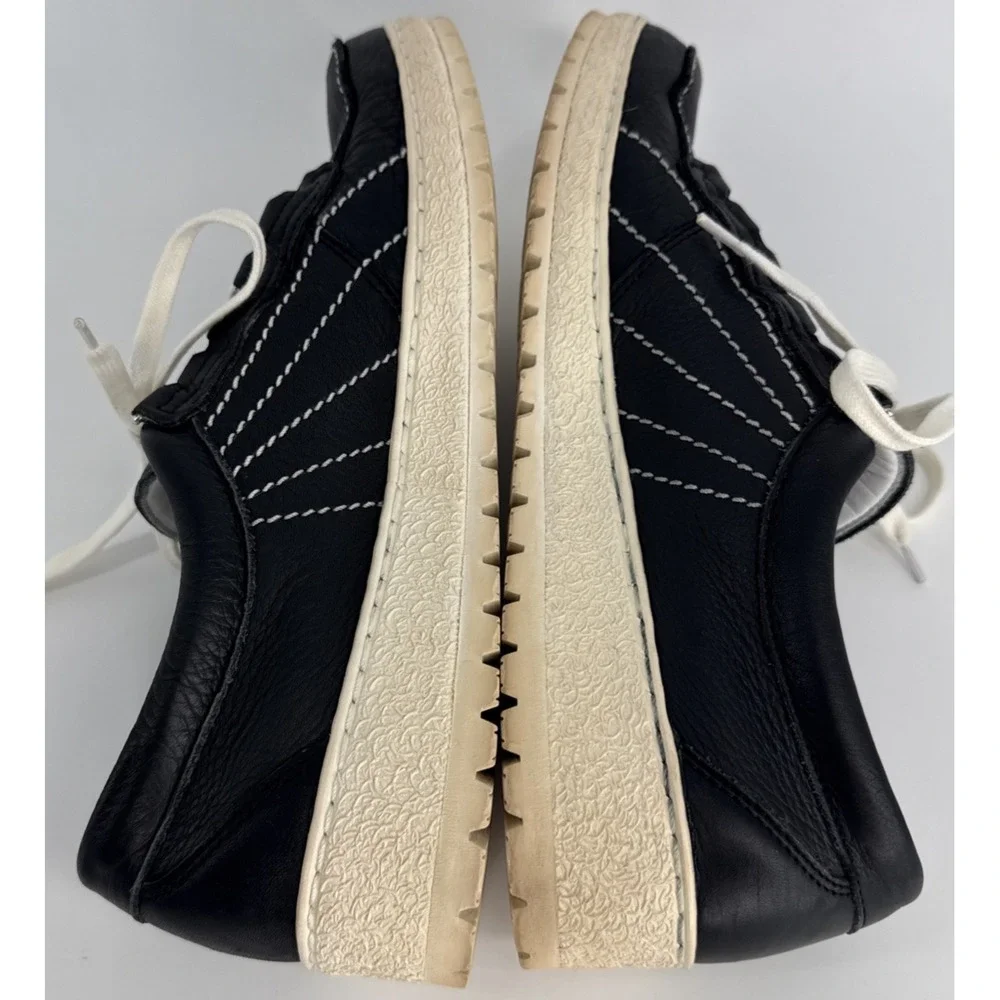 Mephisto Original Boat Shoe Women's 10.5 Black Leather Cream Lug Sole Portugal